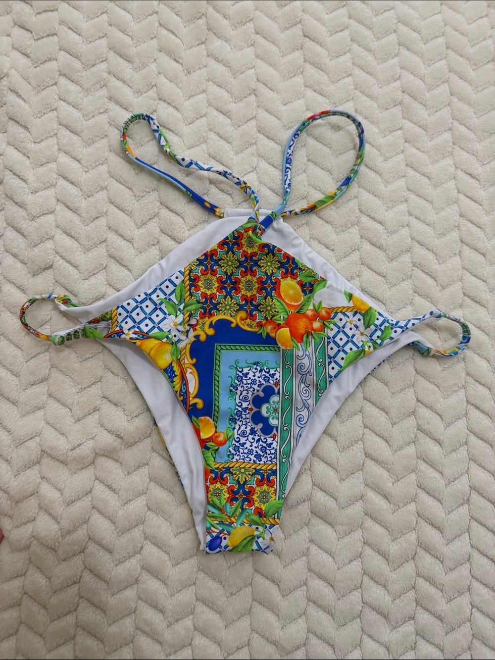 Luli Fama Vibrant Blue & Multi-Color Patterned Bottom